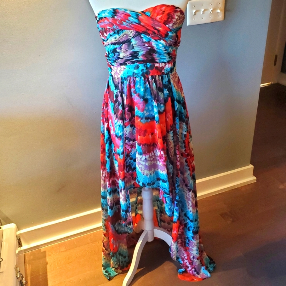 Aqua high-low multi color dress